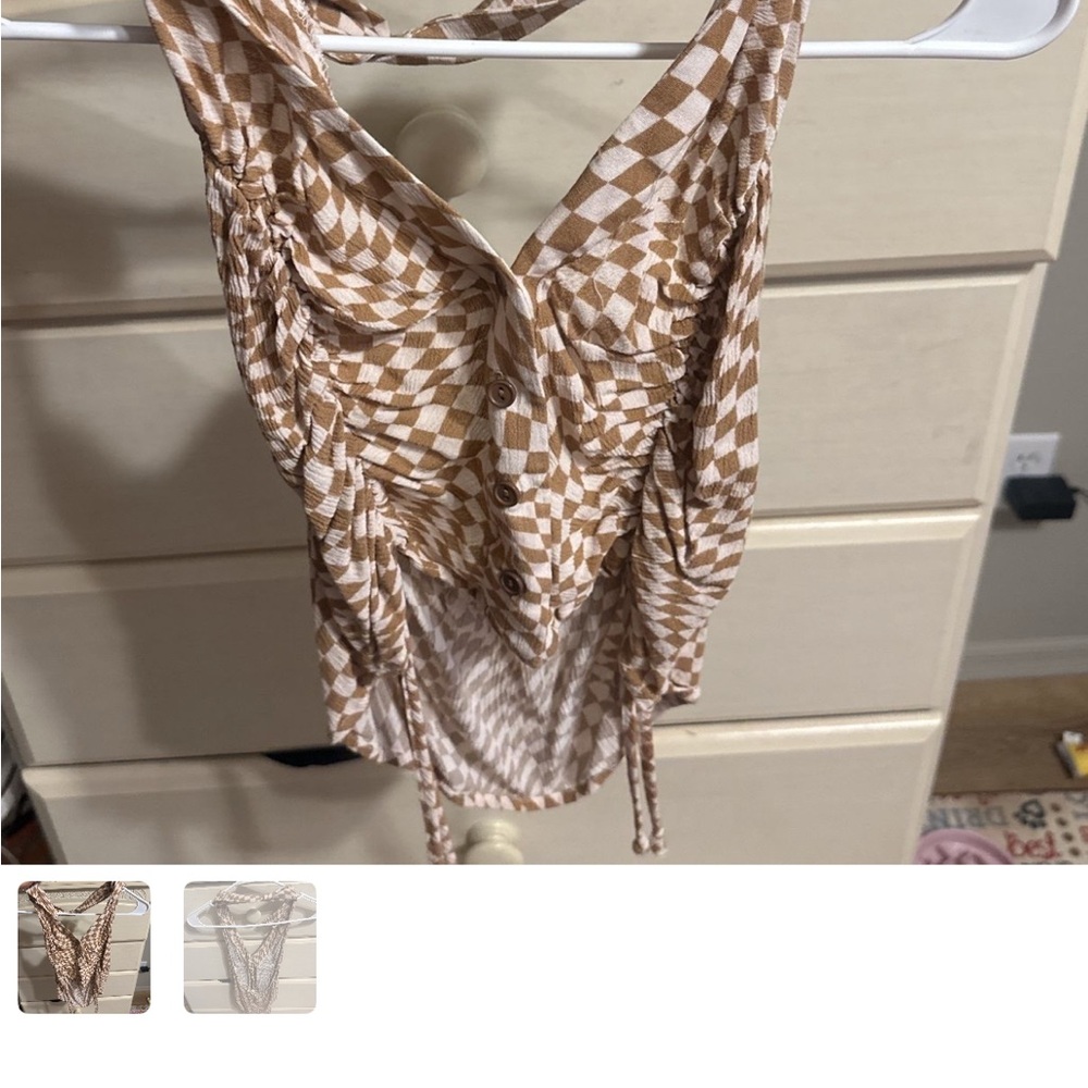 Brown Geometric Women's Top